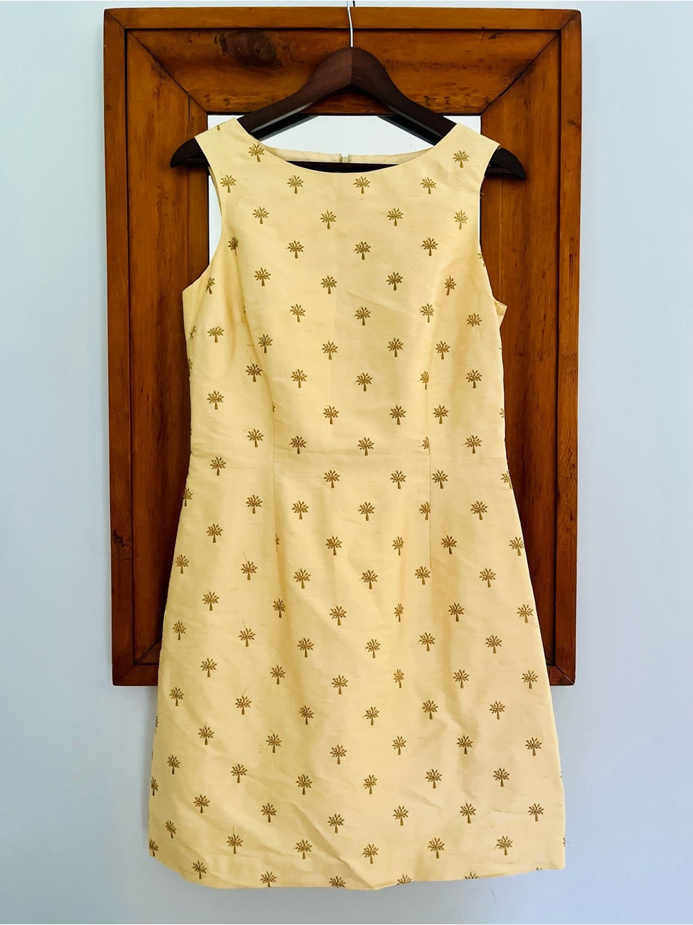 1990s Vintage early J. McLaughlin Yellow Embroidered Shift Dress